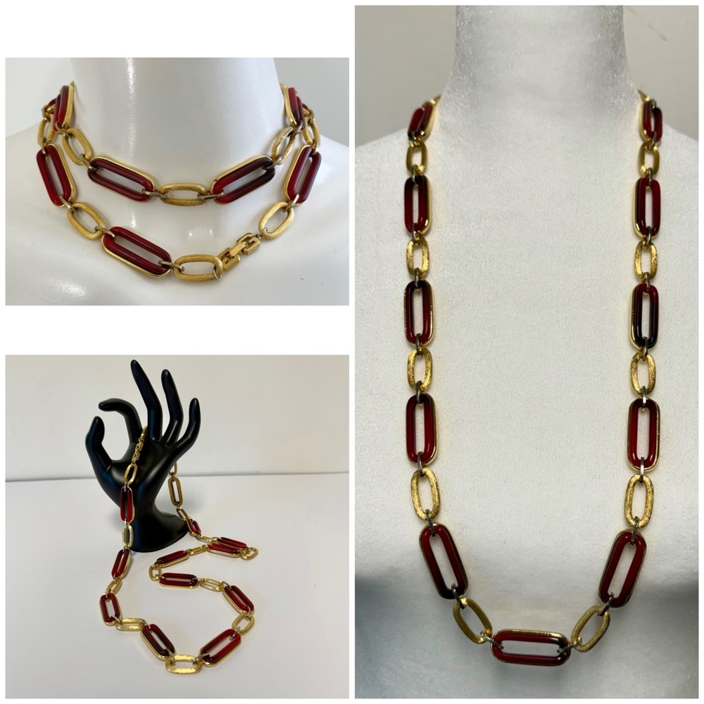 1970s Givenchy Gold & Amber Chainlink Long Necklace